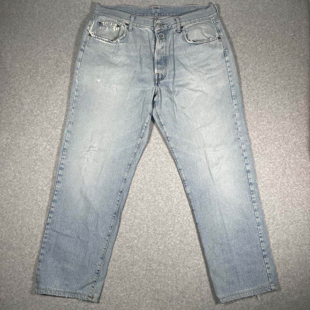 Replay Distressed Men's Jeans Fits 37x31 Made In Italy Faded Button Fly